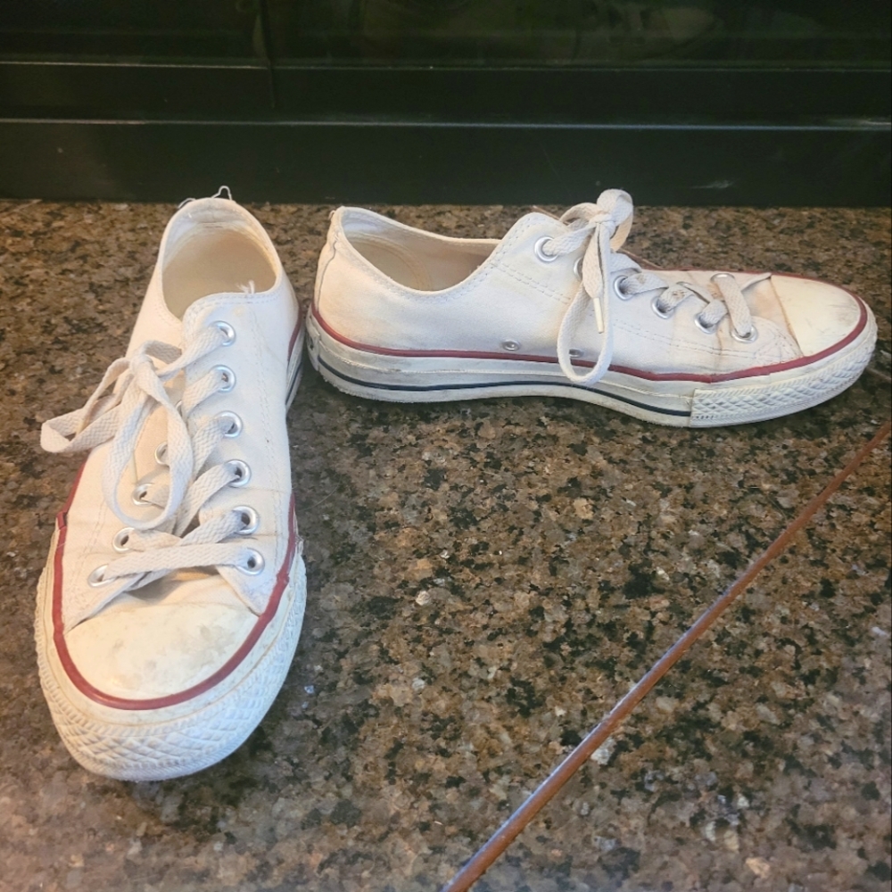White low top Converse, women's size 7